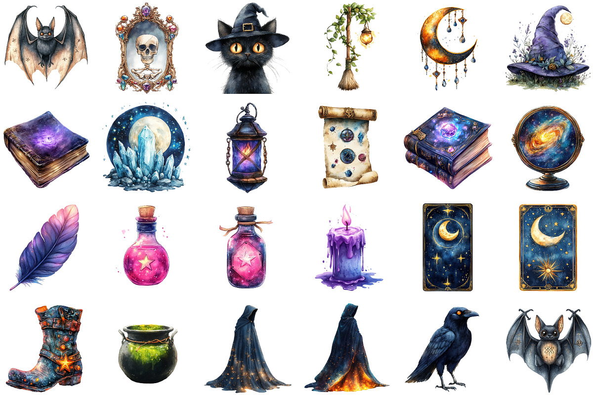 Witchcraft Magic Halloween Clipart, an Illustration by Sublimation Artist (Photo 2 of 6)