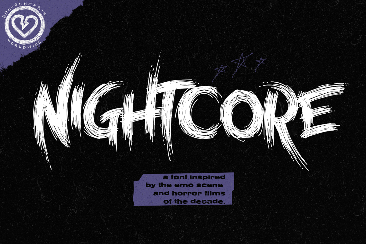 Nightcore - Emo Horror Font, a Handwritten Font by The Branded Quotes (Photo 1 of 4)