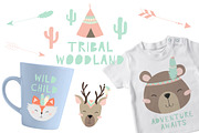Tribal Woodland Set Pastel, an Animal Illustration by Nagore Rodriguez Design (Thumbnail 1 of 3)