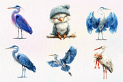 White Stork Clipart, Heron Clipart, an Illustration by CreationArt (Thumbnail 5 of 9)