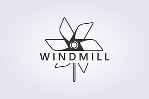 windmill icon logo line art, a Branding & Logo Template by Lodzrov