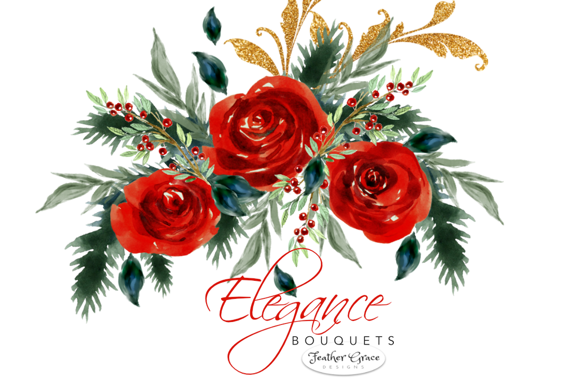 Watercolor Red Flowers - Christmas, an Illustration by Feather Grace Designs (Photo 8 of 12)
