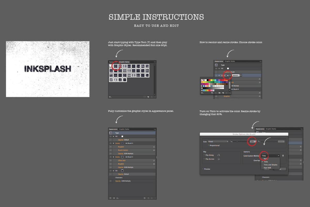 Inksplash - Illustrator Text Effects preview 4