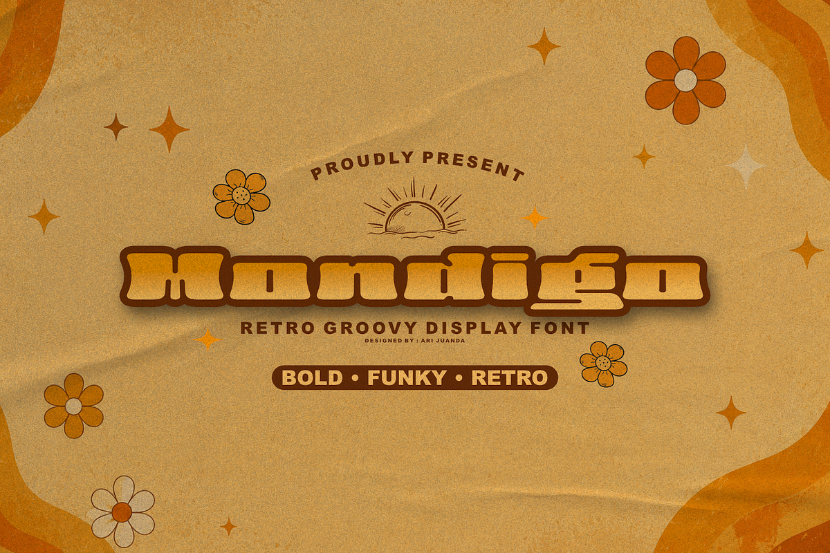 Mondigo-Retro Groovy Font, a Sans Serif Font by Linecreative (Photo 1 of 5)