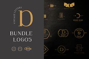 D letter MINIMAL VINTAGE LOGOS