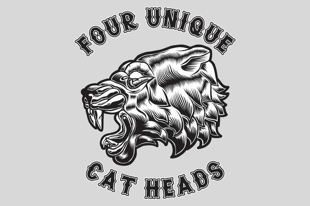 Four Unique Cat Heads, an Illustration by RobinHoldsworth (Photo 1 of 5)