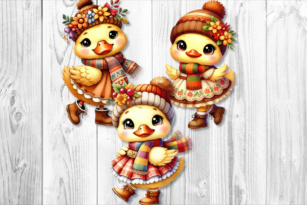 Autumn Cute Duck Clipart Sublimation, a Seasonal Illustration by V Design Creator (Photo 3 of 7)