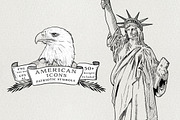American Symbols Patriotic Sketches, an Illustration by becky nimoy (Thumbnail 1 of 5)
