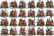 Christmas Victorian Houses Clipart, an Illustration by Pixels.Craft (Thumbnail 5 of 6)