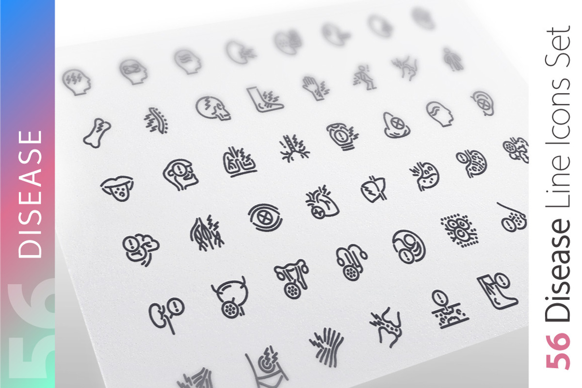 Disease Line Icons Set, an Outline Icon by Voysla's Shop (Photo 1 of 4)
