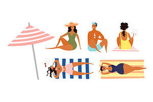 Women, man in swimsuit on the beach, a Person Illustration by sceptical cactus