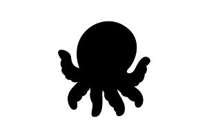 Black silhouette of cute octopus, an Animal Illustration by GraphiShop