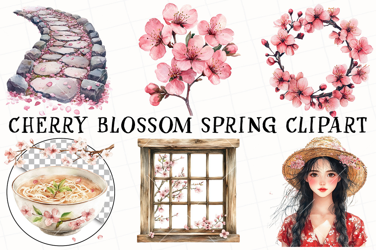 Cherry Blossom Spring Clipart, an Illustration by OK Design (Photo 2 of 6)