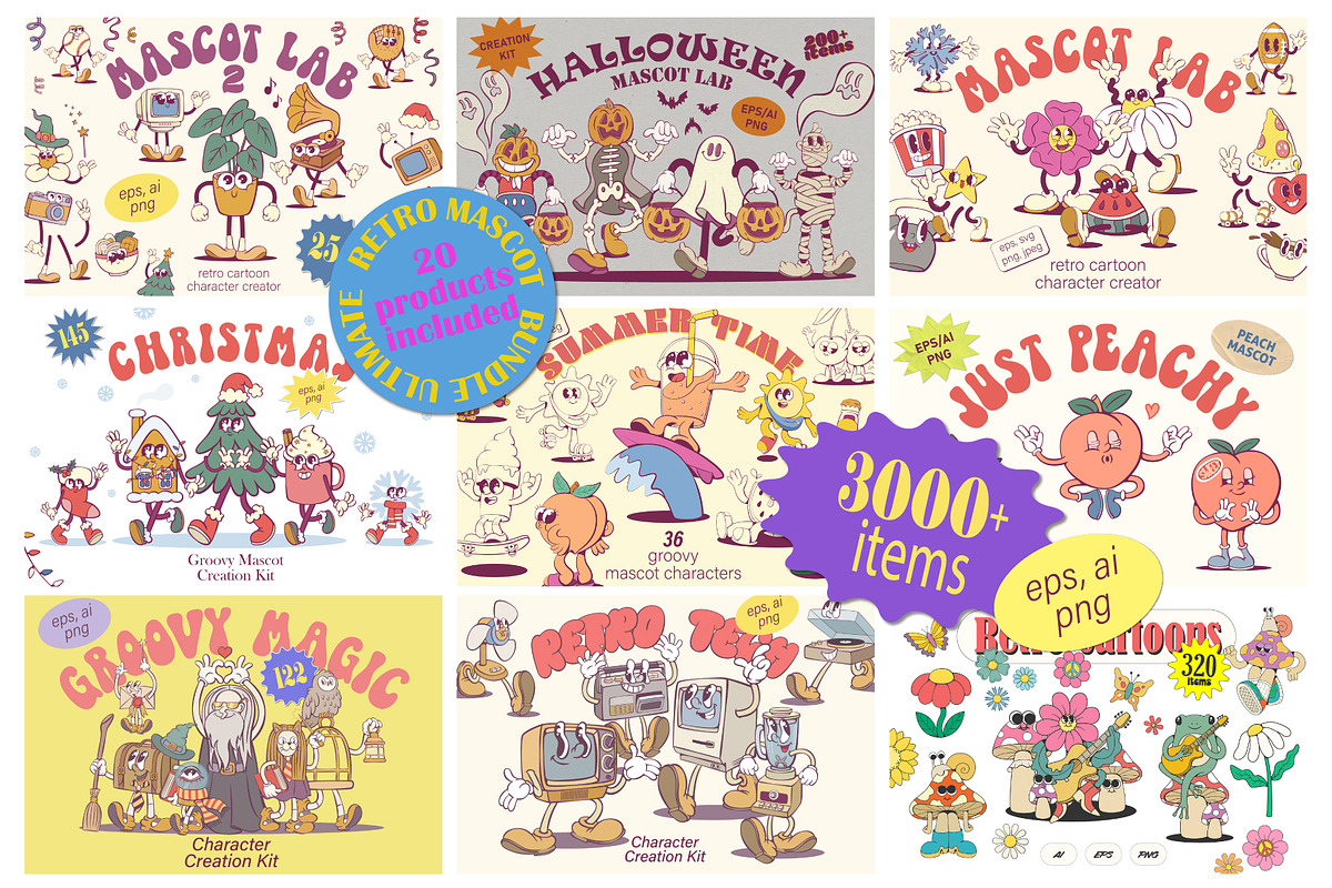 Ultimate Mascot Builder Bundle, an Illustration by Anastasiya Klempach (Photo 1 of 23)
