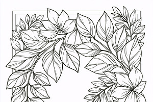 Floral decorative frame with line art botanical illustration for, an Illustration by Studio ANNA