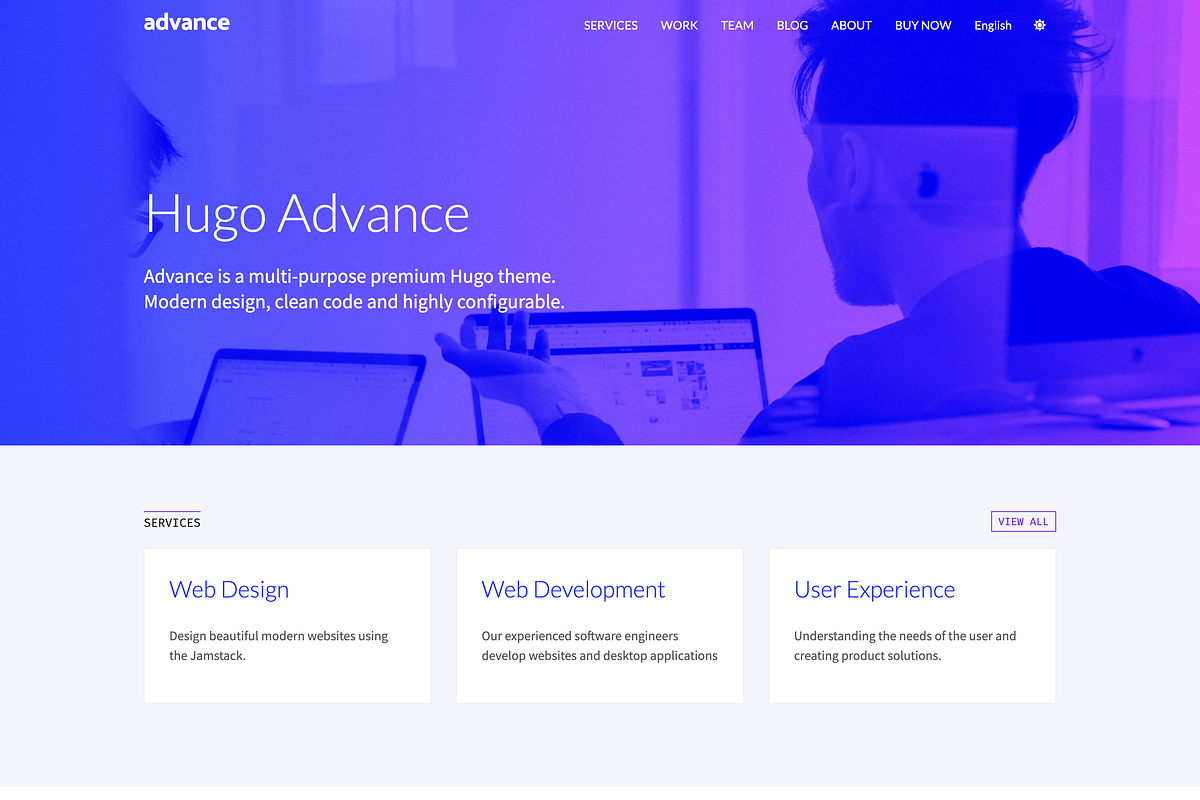 Hugo Advance, a Bootstrap Template by zerostatic