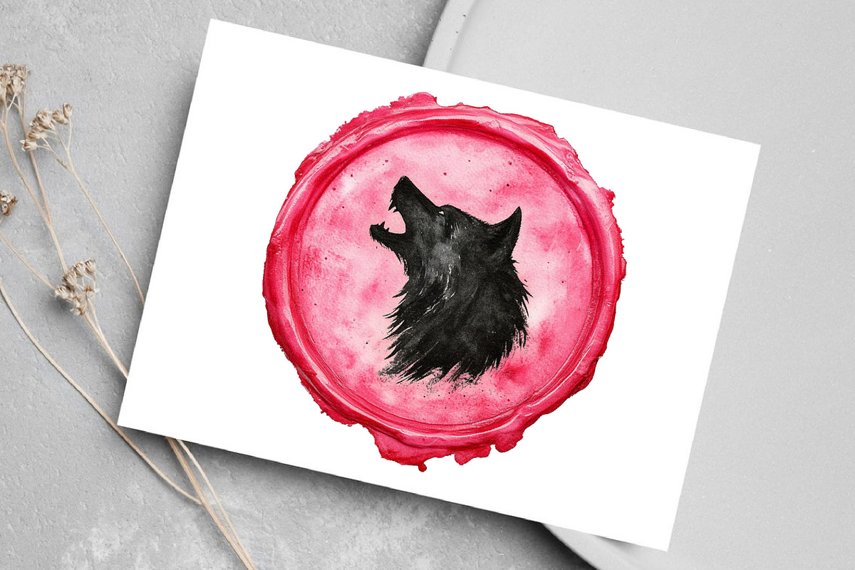 Halloween Black Pink Wax Seal, an Illustration by Canvas Craft (Photo 7 of 8)