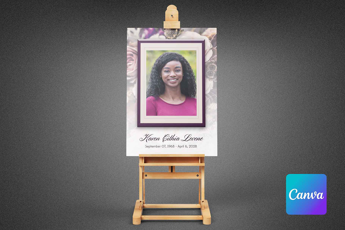 Purple Floral Funeral Poster (Canva), a Poster Template by loswl (Photo 2 of 5)