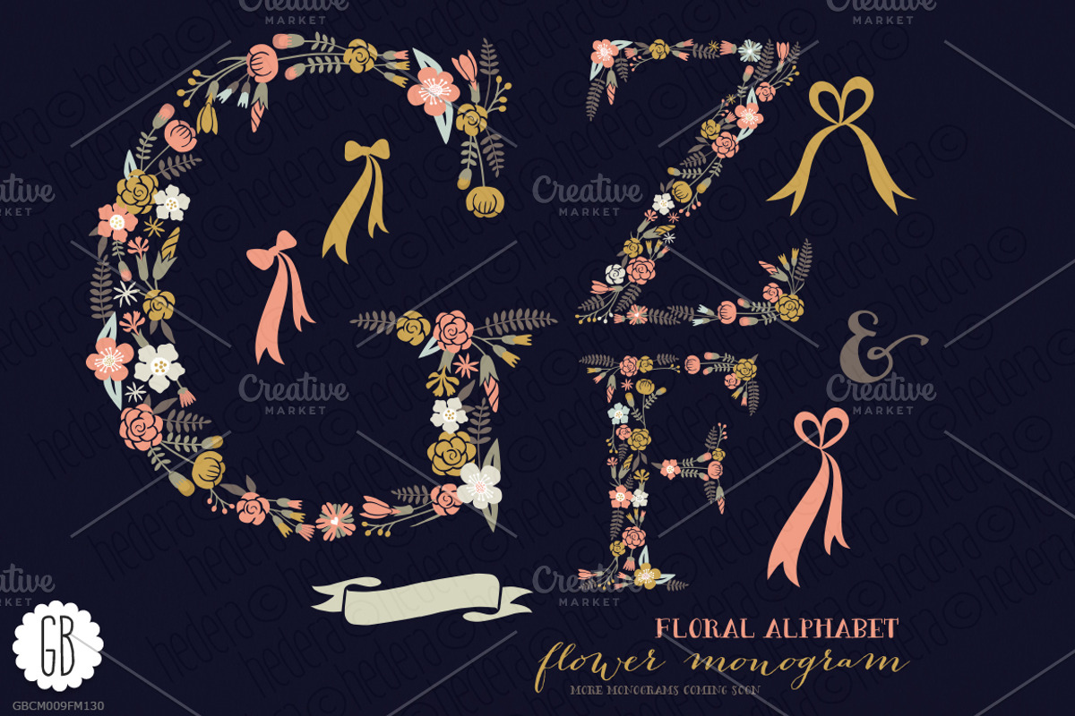 Floral letters, monogram, floral GZF, a Decorative Illustration by GrafikBoutique (Photo 1 of 3)