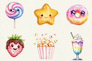 Watercolor Glittery Kawaii Food, an Illustration by OK Design (Thumbnail 4 of 5)