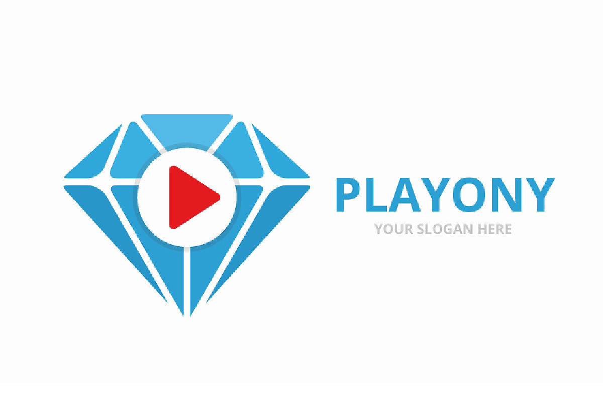 Vector diamond and play button logo, a Branding & Logo Template by ...
