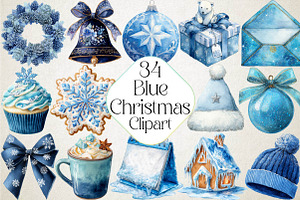 Blue Christmas Clipart Sublimation, an Illustration by DreamPrint404