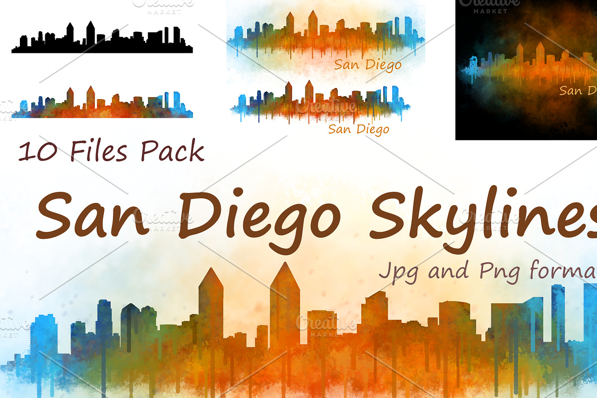 10xFiles Pack San Diego Skylines, an Illustration by HQPhoto Store (Photo 1 of 6)