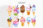 Watercolor Ice Cream Clipart, an Illustration by OllyKo Art (Thumbnail 4 of 6)