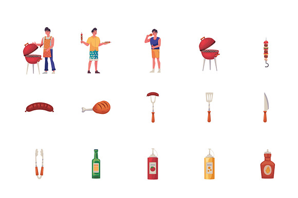 BBQ Party Illustration Set preview 2