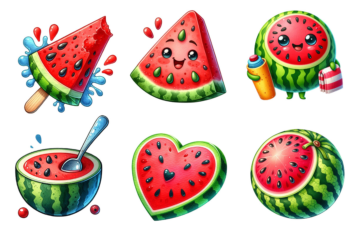 Summer Juicy Watermelon Clipart, an Illustration by Dream Creation (Photo 5 of 6)