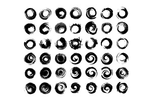 Black ink brush stroke circles, an Illustration by Onyx