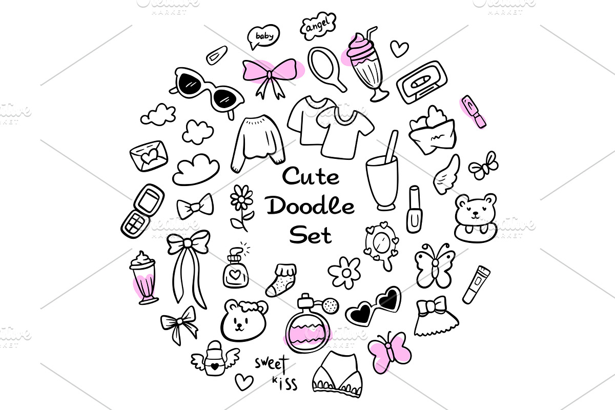 Cute doodles for enhancing projects, an Illustration by Voodz_shop