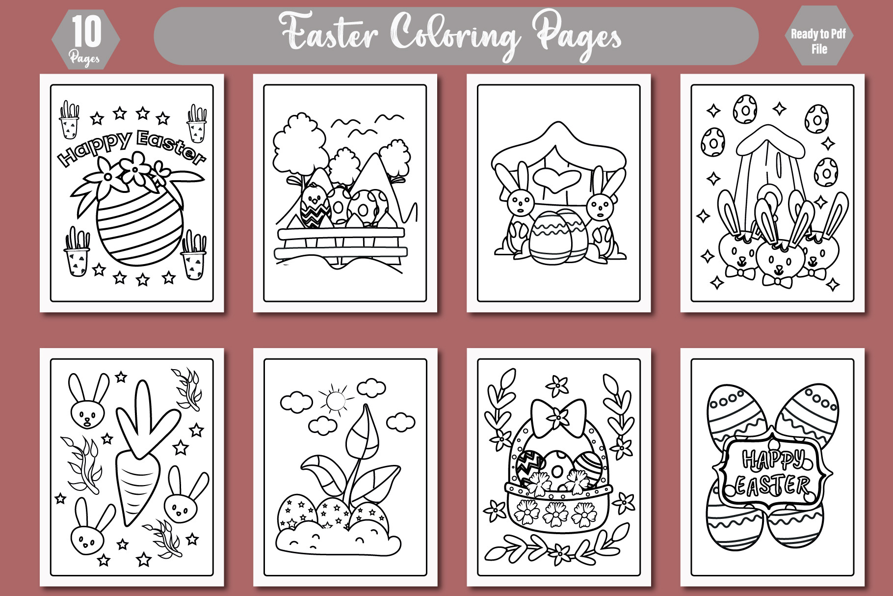 Easter Coloring Page vol - 4, an Illustration by Design House
