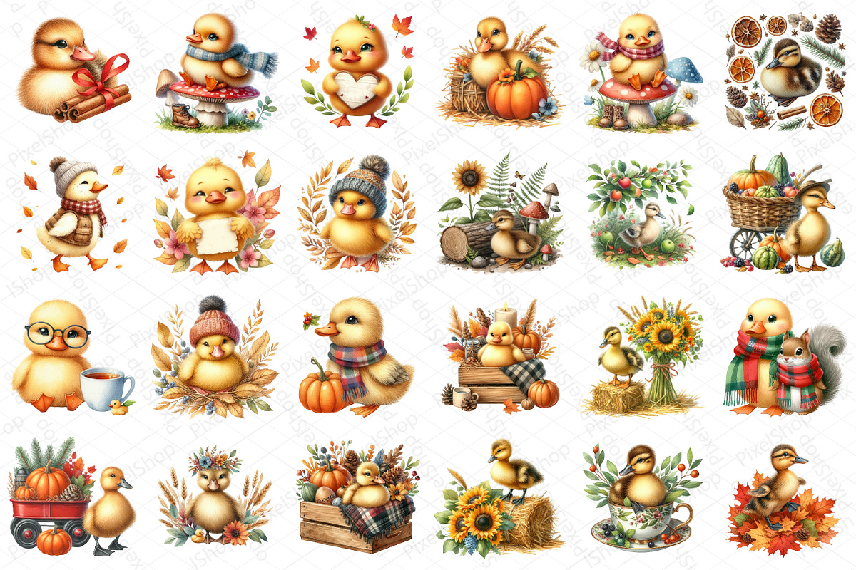 Watercolor Autumn Duck Clipart, an Illustration by DreamPrint404 (Photo 5 of 6)