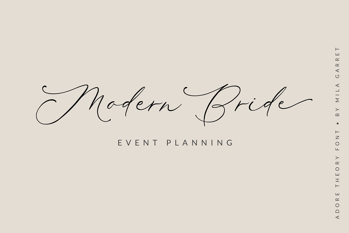Adore Theory Modern Wedding Font, a Script Font by Mila Garret (Photo 6 of 10)