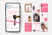 Pink Hair Salon Instagram Templates, a Social Media Template by Anna Design Studio (Thumbnail 5 of 9)