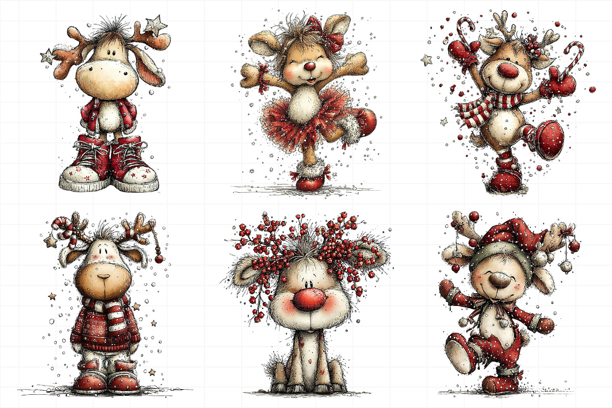 Funny Christmas Reindeer Clipart, an Illustration by Daily.Designs (Photo 5 of 8)