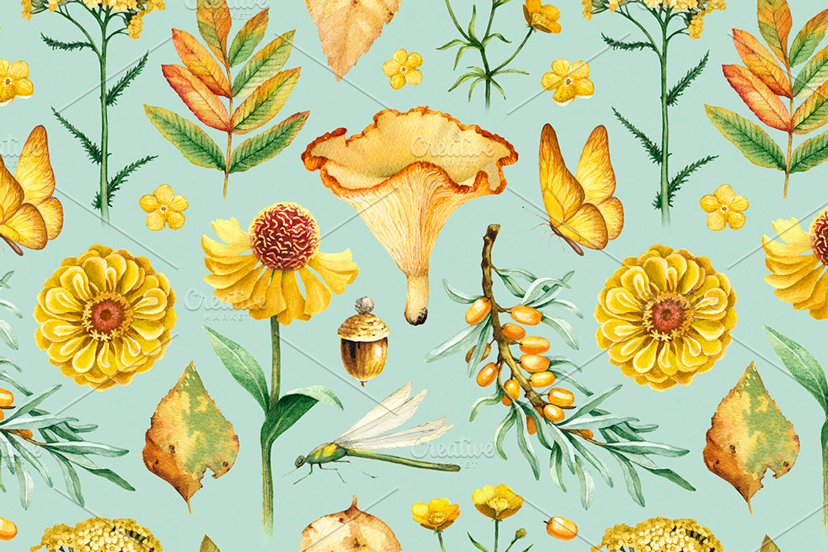 Yellow summer nature kit, a Texture Illustration by Sundra (Photo 6 of 6)