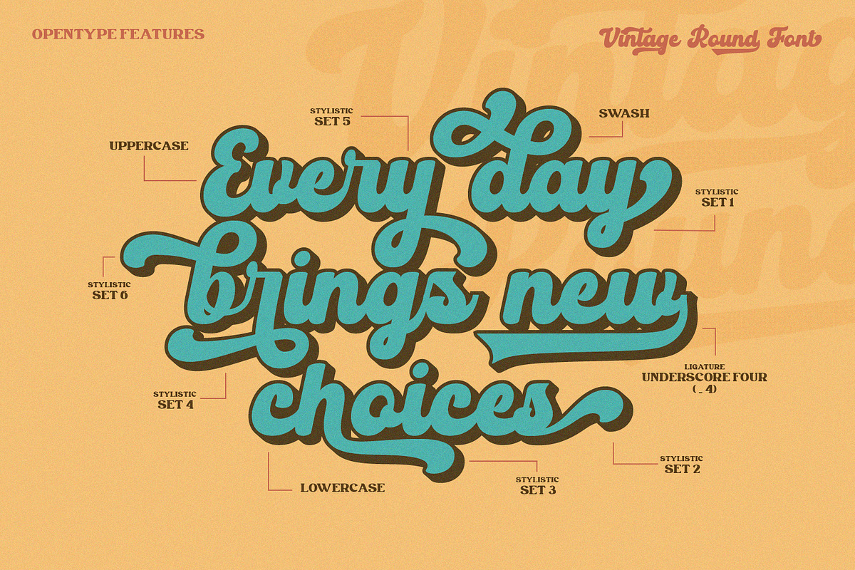 Vintage Round, a Script Font by Vintage Division (Photo 8 of 10)