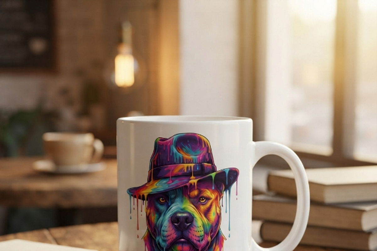 Colorful Pitbull Fedora Art, a Shirt Mockup by Vector Stall (Photo 15 of 15)