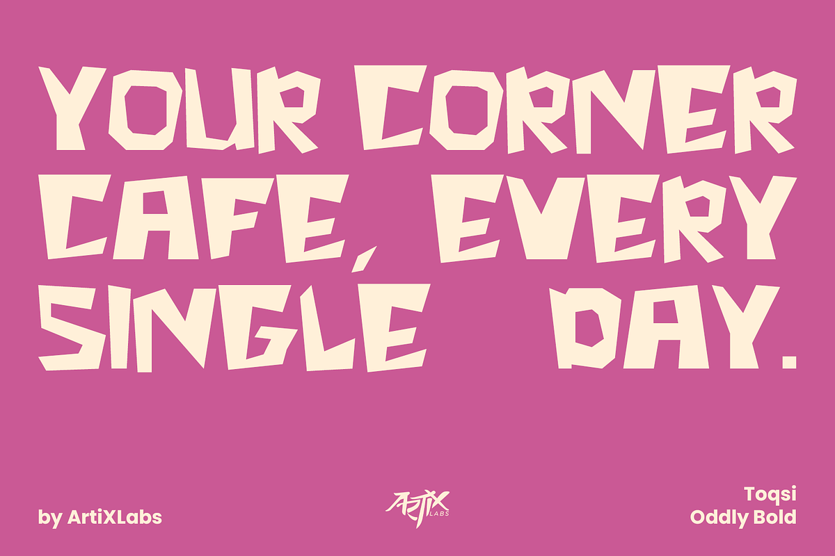 TOQSI Bold Quirky Geometric Typeface, a Script Font by ArtiXLabs (Photo 3 of 10)