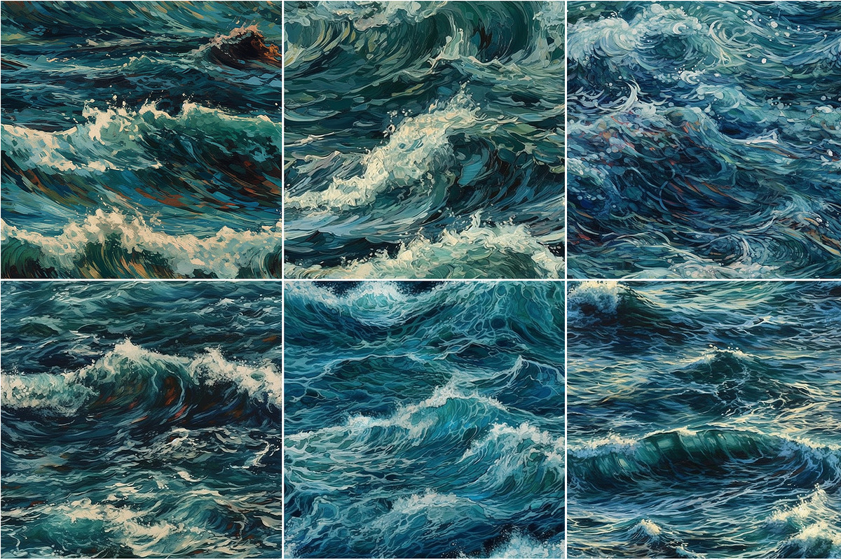 Aquatica - Ocean Oil paintings, a Pattern Graphic by Pixel Perfect Patterns (Photo 7 of 9)