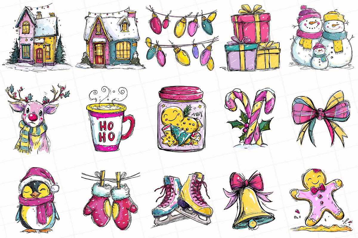 Brush Doodle Christmas Clipart, an Illustration by OK Design (Photo 3 of 6)