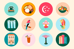 Set of Singaporean Cultural Icons