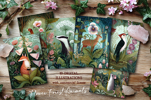 Forest Flower Animals Postcards, an Animal Illustration by The Dutch Lady Designs