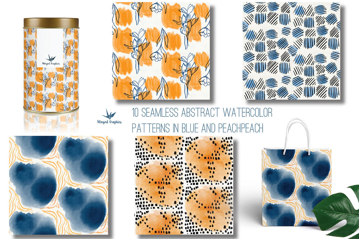 10 Seamless watercolor patterns, a Pattern Graphic by Winged Graphics (Photo 1 of 4)