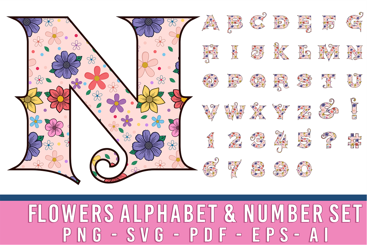 Floral Alphabet, Floral Font SVG, an Object Graphic by D2PUTRI (Photo 12 of 31)