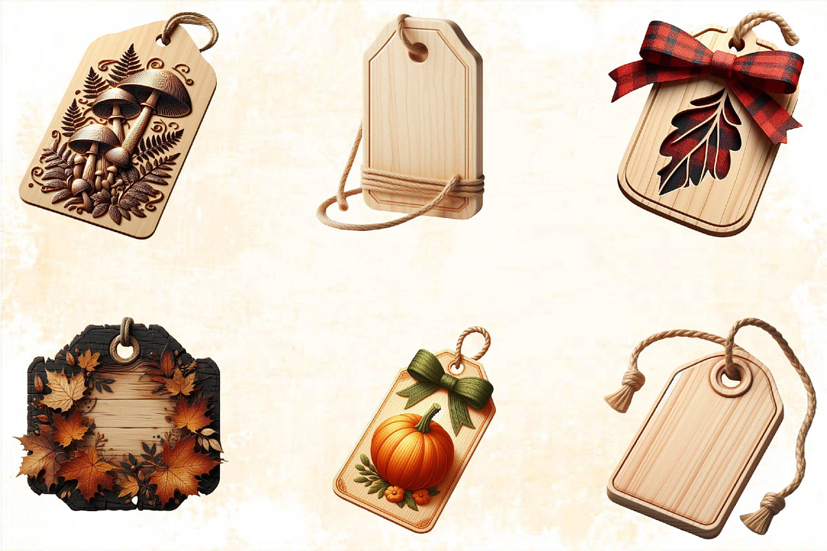 Vintage Wooden Autumn Tags, an Illustration by SVGArt (Photo 8 of 8)
