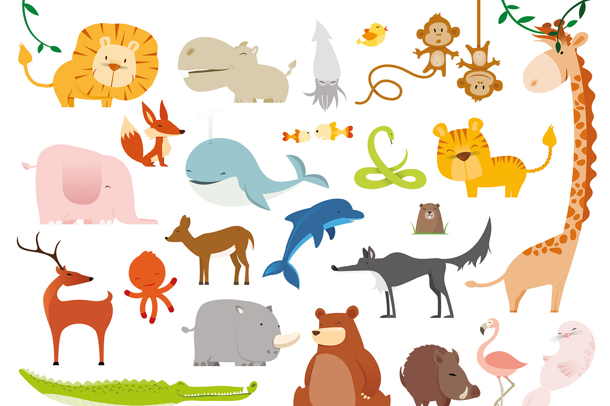 Cute Wild animals Illustration set, an Animal Illustration by Pingebat (Photo 2 of 11)