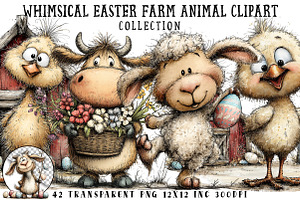 Whimsical Easter Farm Clipart, an Illustration by OK Design